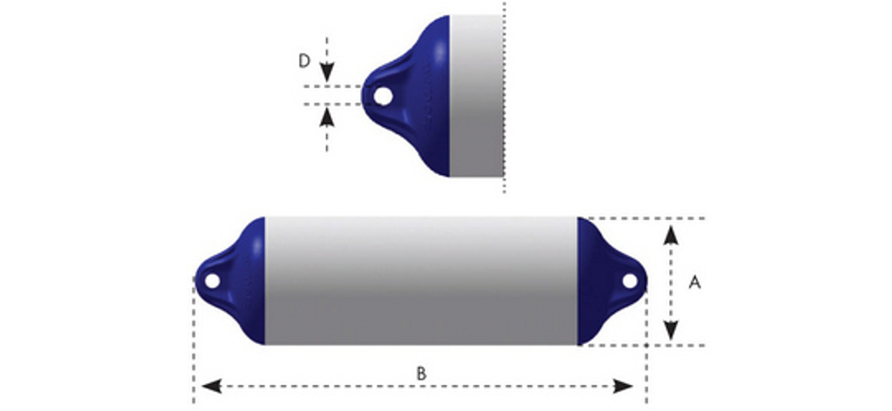 Кранец из ПВХ Lalizas Ocean H4, 19x64cm, белый-голубой