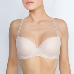 Кружевной бюстгальтер с формованными чашками на тонком поролоне (Размер: 75G) (Цвет: черный с бежевым)