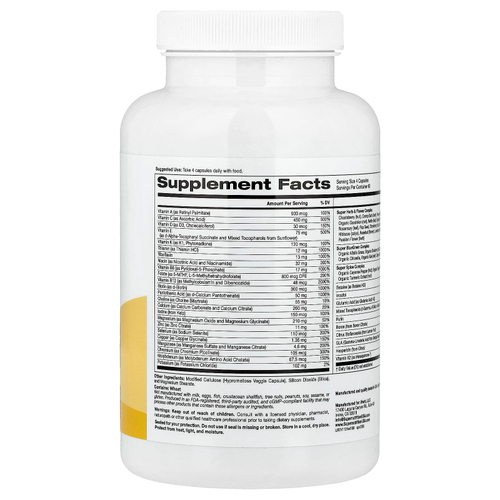 Super Nutrition, мультивитамины для женщин с комплексами супертрав и цветов, комплексом Super BlueGreen (сине-зелёные растительные ингредиенты) и комплексом Super Spice (специи), без железа, 240 растительных капсул