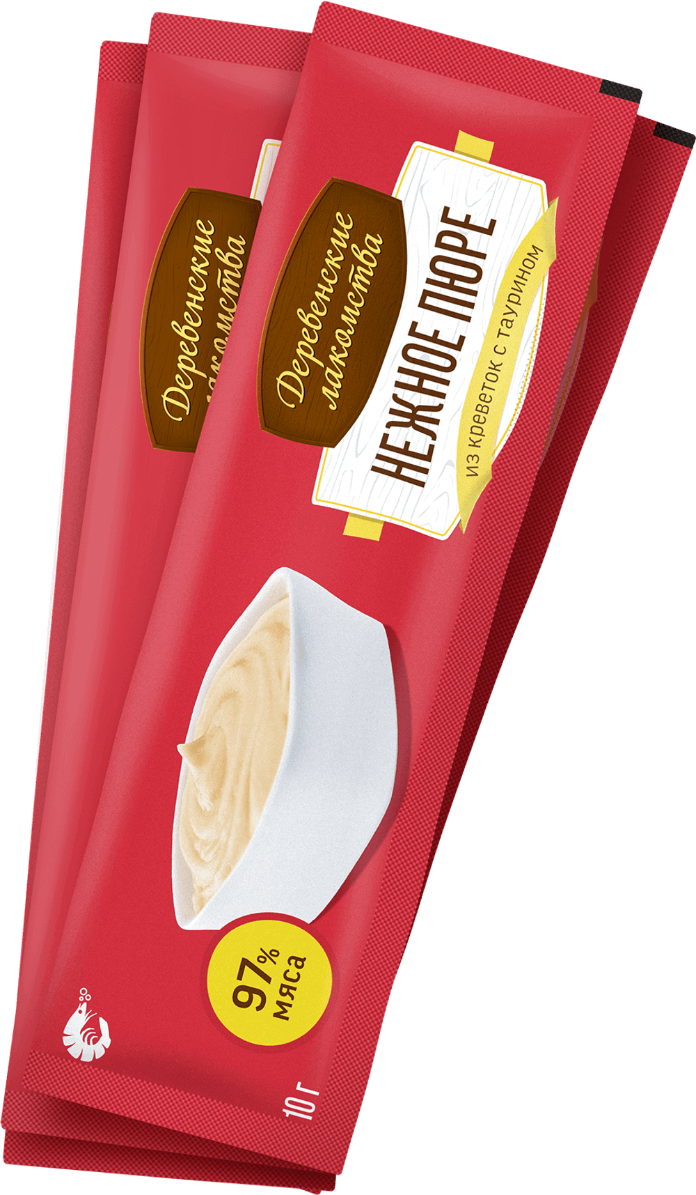 Деревенские Лакомства д/кошек "Нежное пюре из Креветки", 1шт