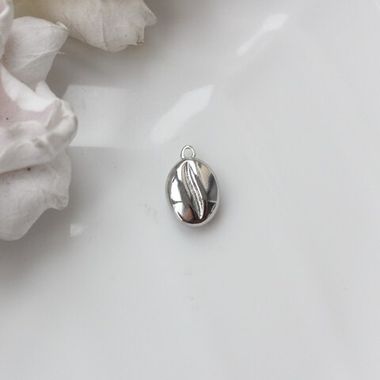Подвеска Кофейное зерно 16*10 мм, родий, П101