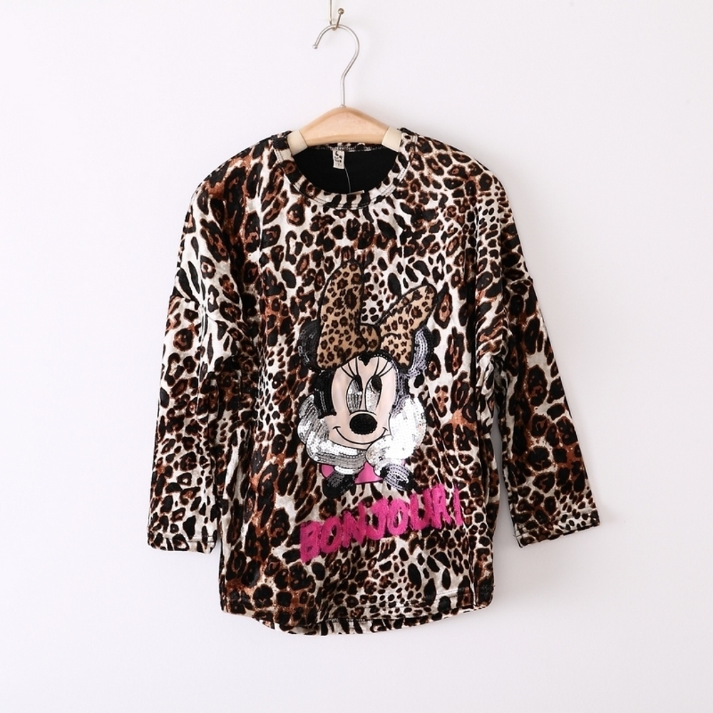 Туника детская с аппликацией Минни Маус кружевом и пайетками