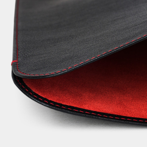 Чехол для MacBook 13-14' и документов из кожи теленка, черный с красным подкладом
