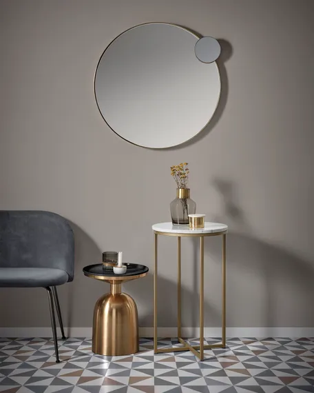 Приставной столик Sheffield Ø43х71 см, белый мрамор