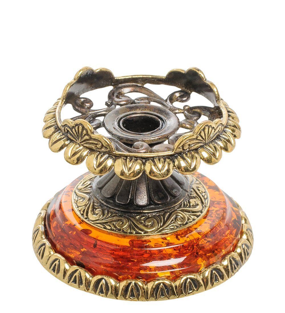 Народные промыслы AM-2015 Подсвечник « Модерн» (латунь, янтарь)