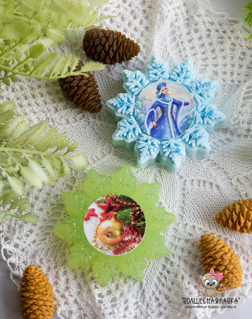 Силиконовая форма Снежинка с картинкой 1