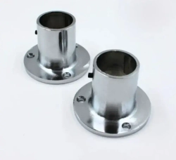 Штангодержатель (фланец) мебельный Высокий для круглой штанги D25 мм, 2 шт., для шкафа и гардероба, металл, хромированное покрытие