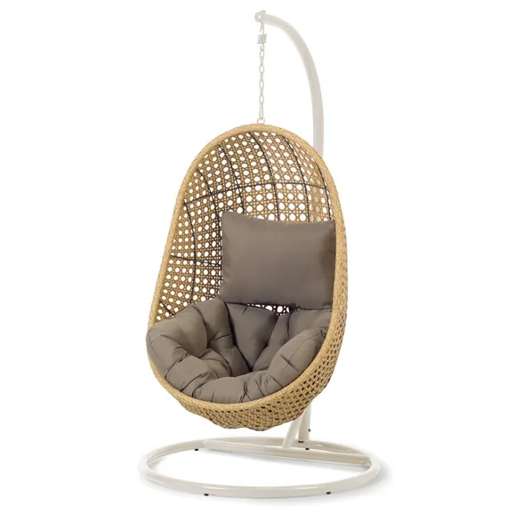 Cira Светло-серое подвесное кресло с натуральной отделкой