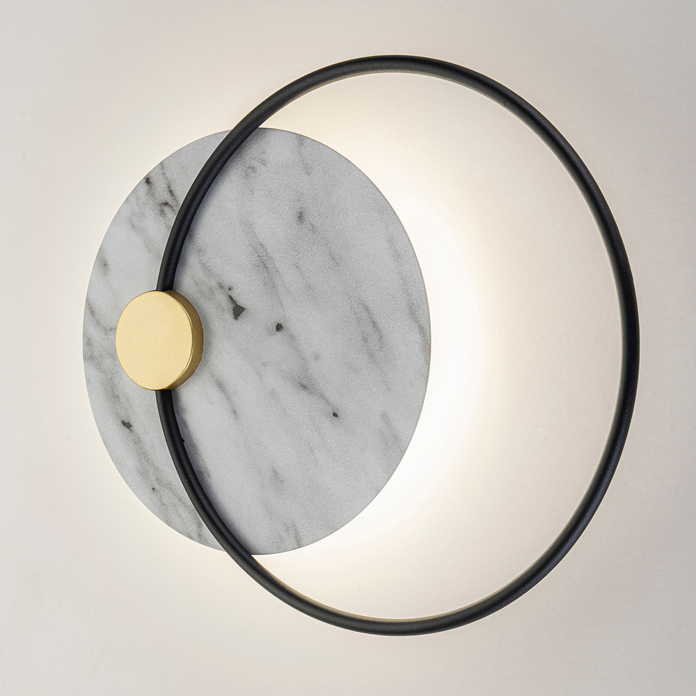 Настенный светодиодный светильник 15Вт, 1066Лм, 3000-6500К, Ra>80,  металл/акрил, черный/мрамор/золото