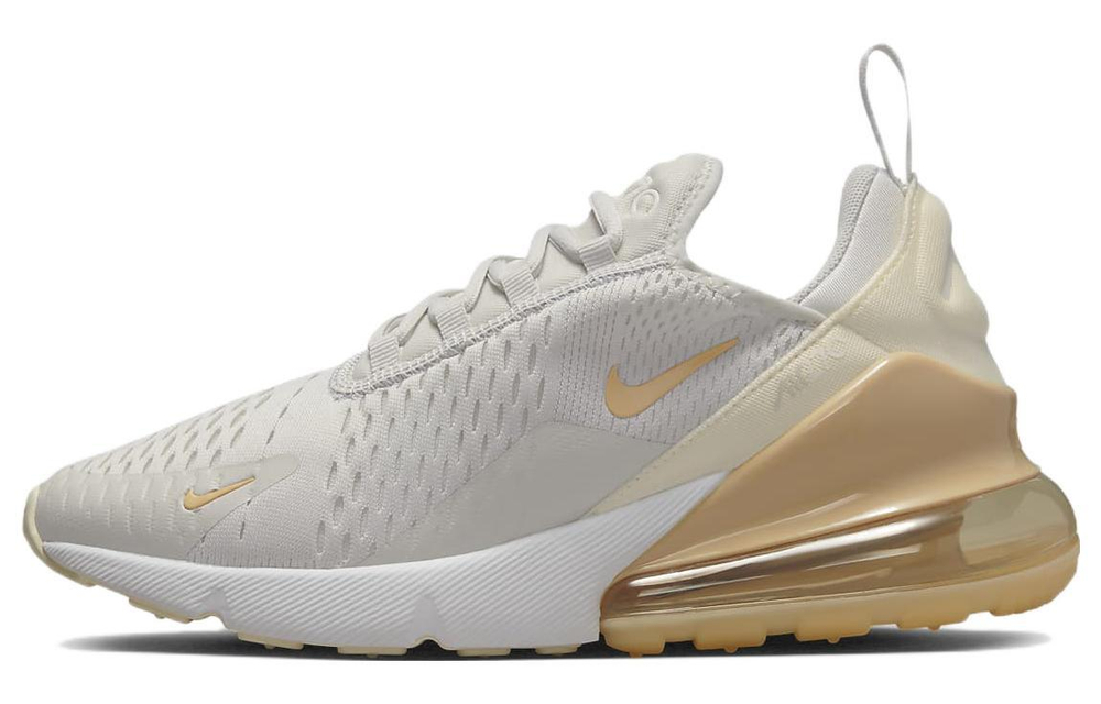 Nike Air Max 270 lightweight and comfortable shock absorption, non-slip wear-resistant low-top sports casual shoes women's beige