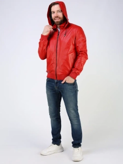 Куртка кожаная натуральная с капюшоном