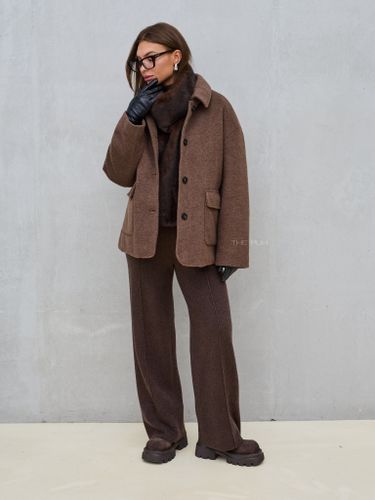 Короткая шерстяная куртка-пальто в цвете шоколад