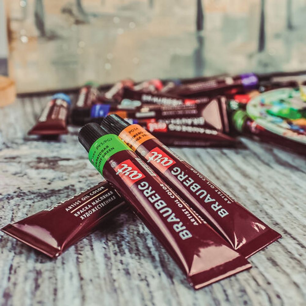 Краски масляные художественные BRAUBERG ART PREMIERE, 24 цв по 12 мл, проф. серия, в тубах, 191457