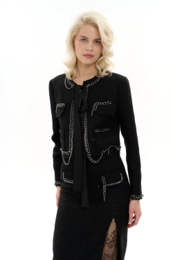 Юбка-миди с разрезом с цепями