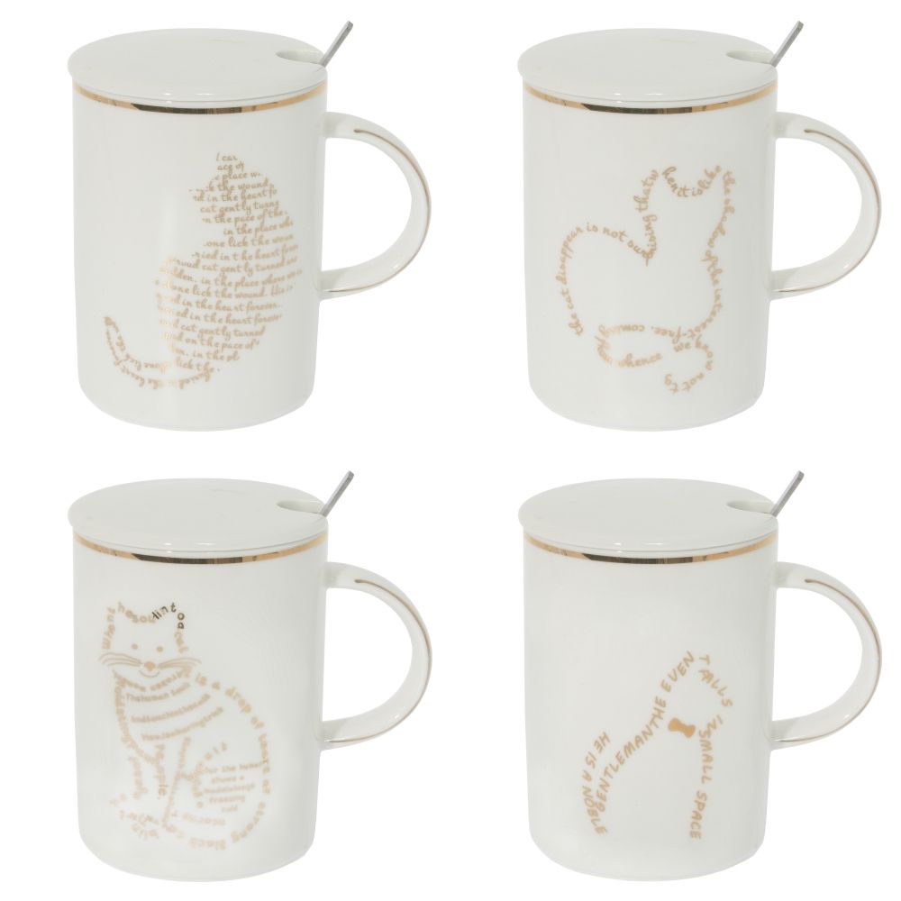 GAEM Кружка с крышкой и ложкой, 400 мл, L11,5 W8 H11,5 см, 4в.