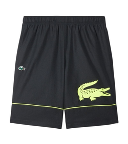Мужские теннисные шорты Lacoste Printed Diamond Taffeta - black/flashy yellow