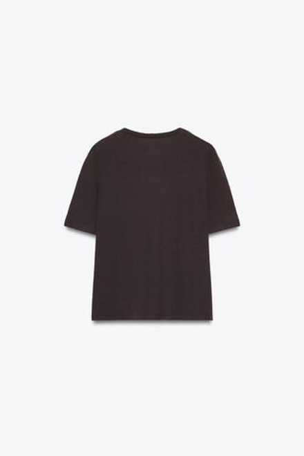ZARA УКОРОЧЕННЫЙ ТРИКОТАЖНЫЙ ТОП, ТЕМНО-КОРИЧНЕВЫЙ