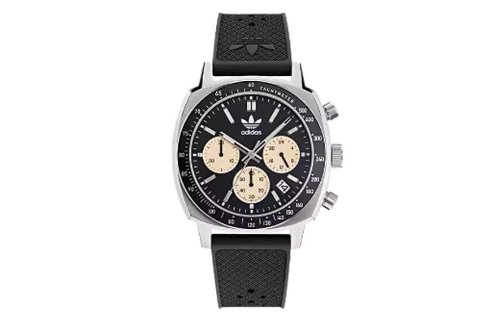 Adidas Originals Wrist Watch Quartz Movement Rubber Strap 44mm Black Dial Unisex 100m Water Resistant