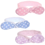 Повязка на голову косметическая «ДАЙМОНД РУШ», горошек, цвет лавандовый, пудровый, небесный, 20*5.5см (ZIP пакет)
