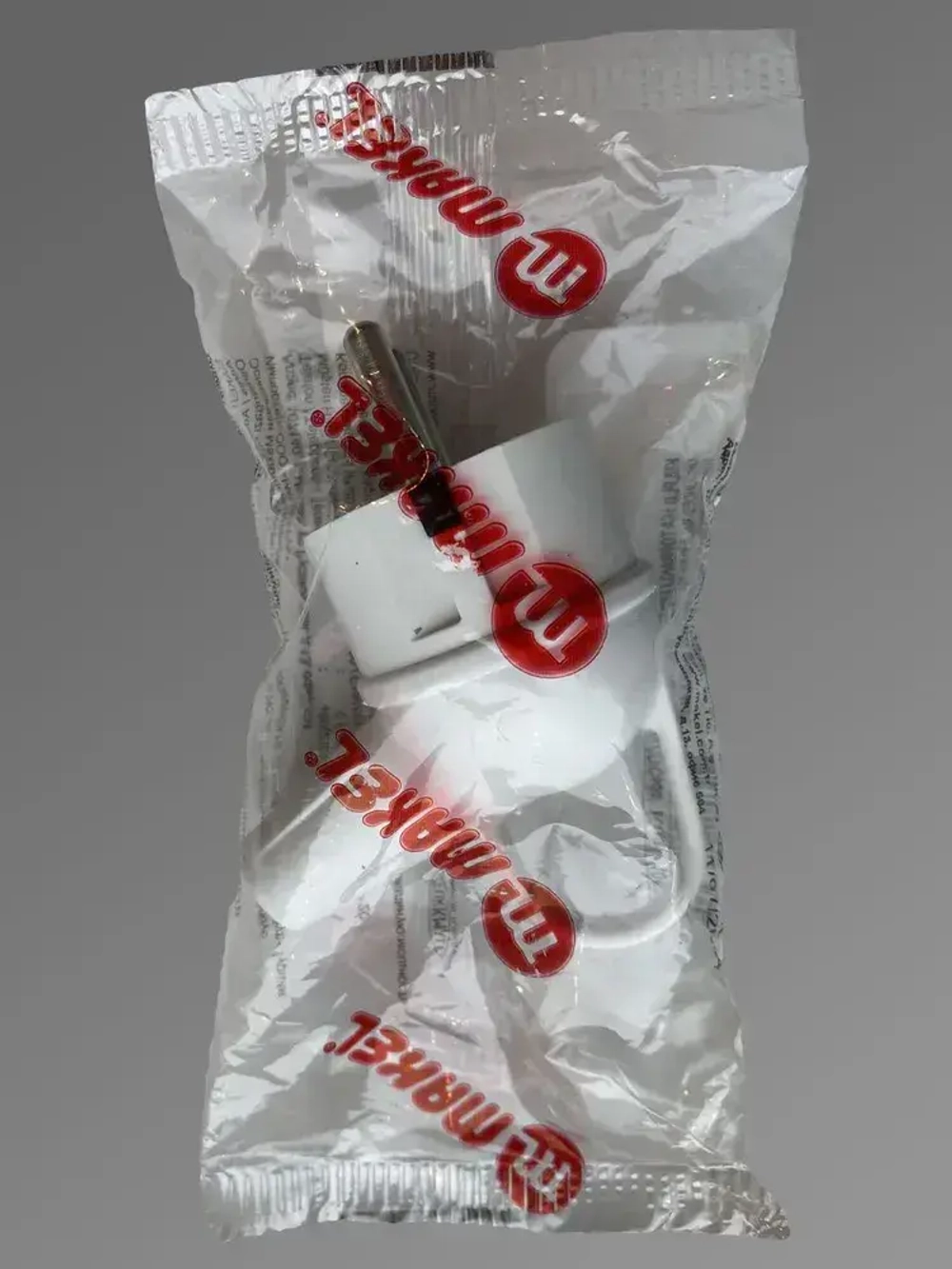 Makel вилка электрическая с кольцом угловая белая 16А 220V, 1 шт