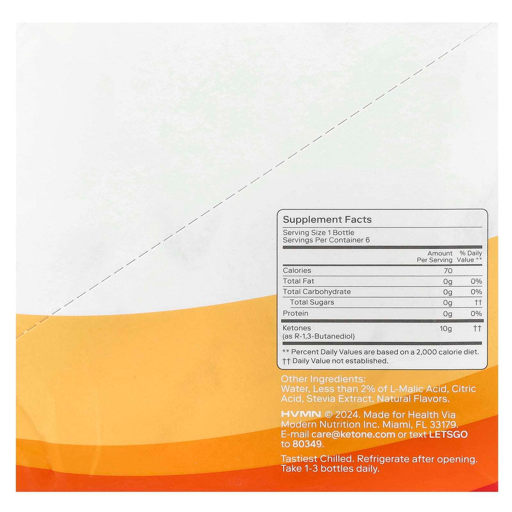 Ketone-IQ, High Performance Energy, персик, 10 г, 6 флаконов по 59 мл (2 жидк. Унции)