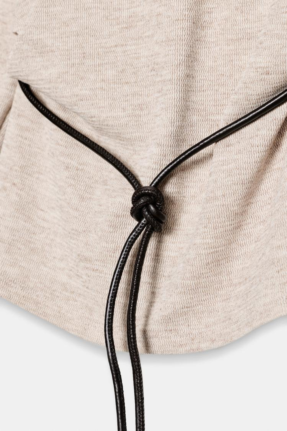 ZARA ТОП ИЗ РЕЛЬЕФНОЙ ТКАНИ С ПОЯСОМ, БЕЖЕВЫЙ МЕЛАНЖ