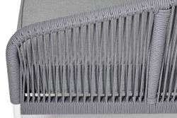 "Канны" левый модуль плетеный из роупа, каркас алюминий белый шагрень, роуп светло-серый круглый, ткань светло-серая