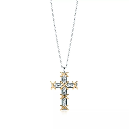 Подвеска - крест из платины и жёлтого золота 18k с бриллиантами, Tiffany 💠Jean Shlumberge.
