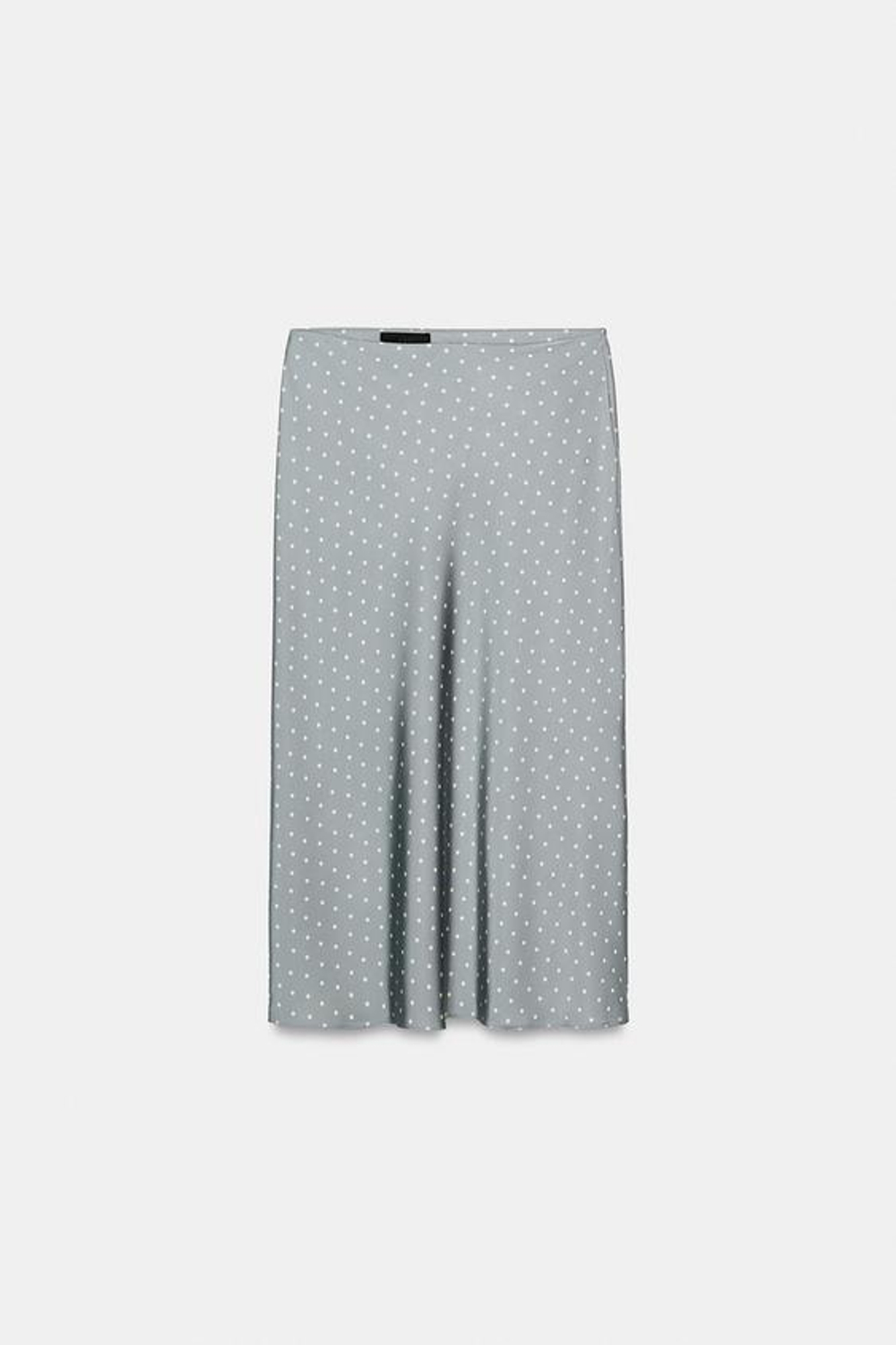 ZARA АТЛАСНАЯ ЮБКА МИДИ, СИНИЙ/БЕЛЫЙ