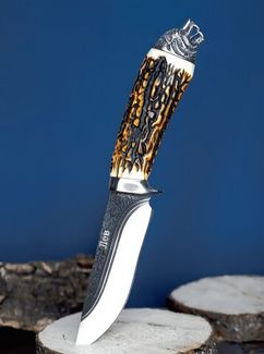 Тактический нож кованый туристический Кизлярский с ножнами Лев