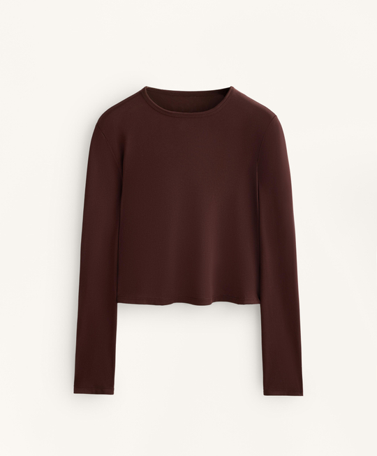 Oysho Укороченная футболка с перекрестной спинкой, шоколадный