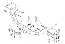 Фаркоп для Toyota Fortuner 2018- Тип шара: F. Нагрузки: 2500/100 кг, TY 46