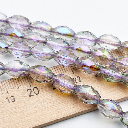 Бусина Бочонок, стекло, цвет дымчатый AB, размер 10,5*7,5 мм, цена за 9 шт (1/4 нити)