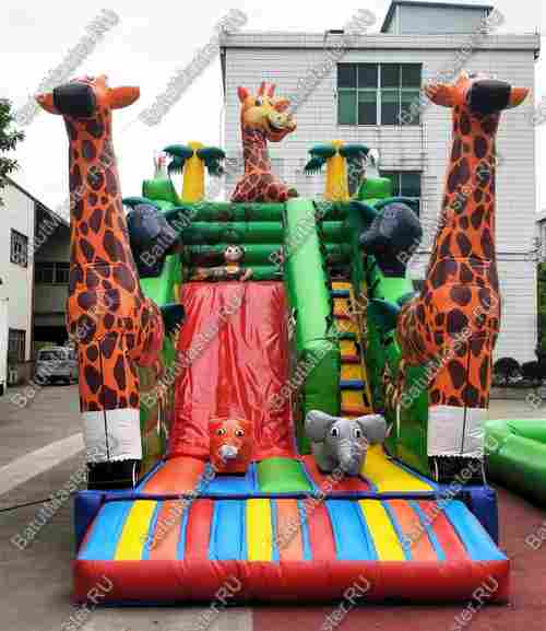 Надувной батут-горка "Веселые жирафы", 7*3,5*5 м