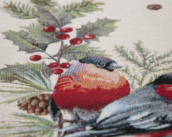 Наволочка декоративная 45х45см Mix&Match Home Новогодние друзья Снегири серебристый