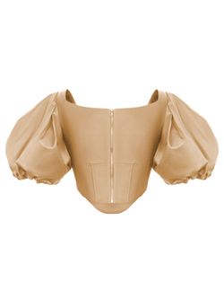 Шелковый топ с объемными рукавами