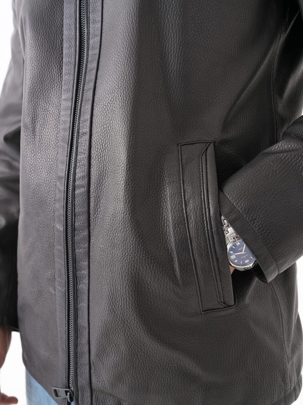 KHIMEONE Мужская кожаная демисезонная куртка (натуральная кожа, овчина)