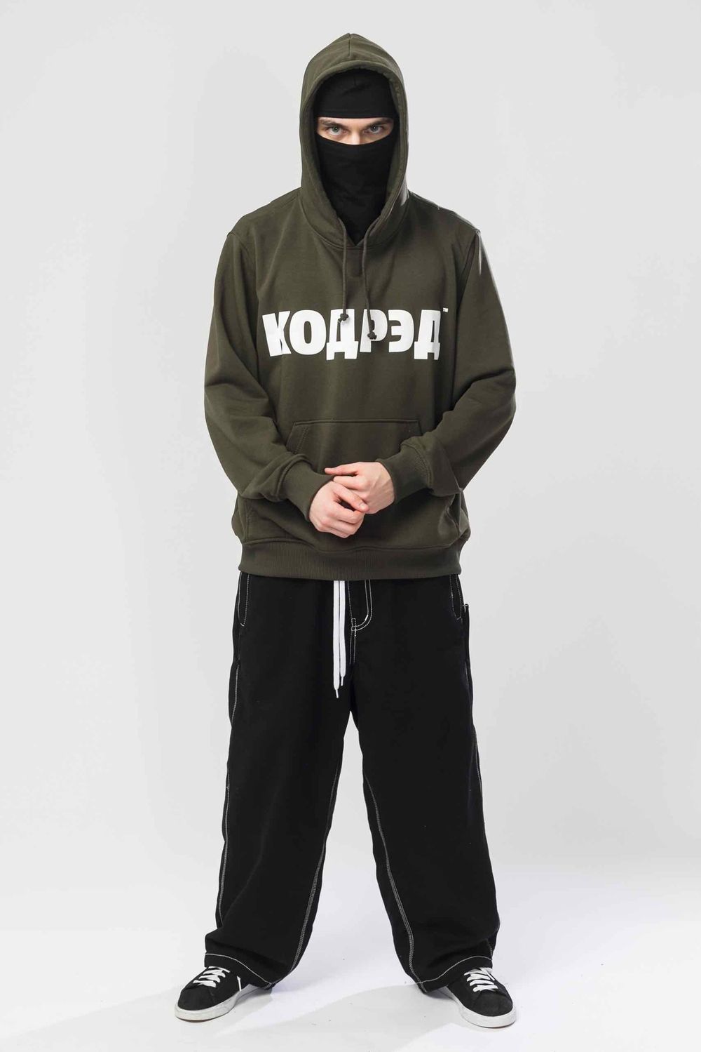 Худи Codered  Base Hoodie Wide Summer Лого ТМ Болотный/Белый принт КОДРЭД