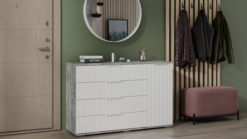 Комод для одежды с ящиками Дуб Крафт золотой/Графит матовый 4 ящика 92х41х84 см