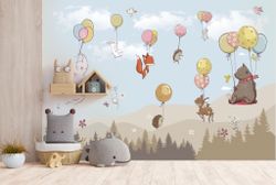 Фотообои воздушные шары и звери