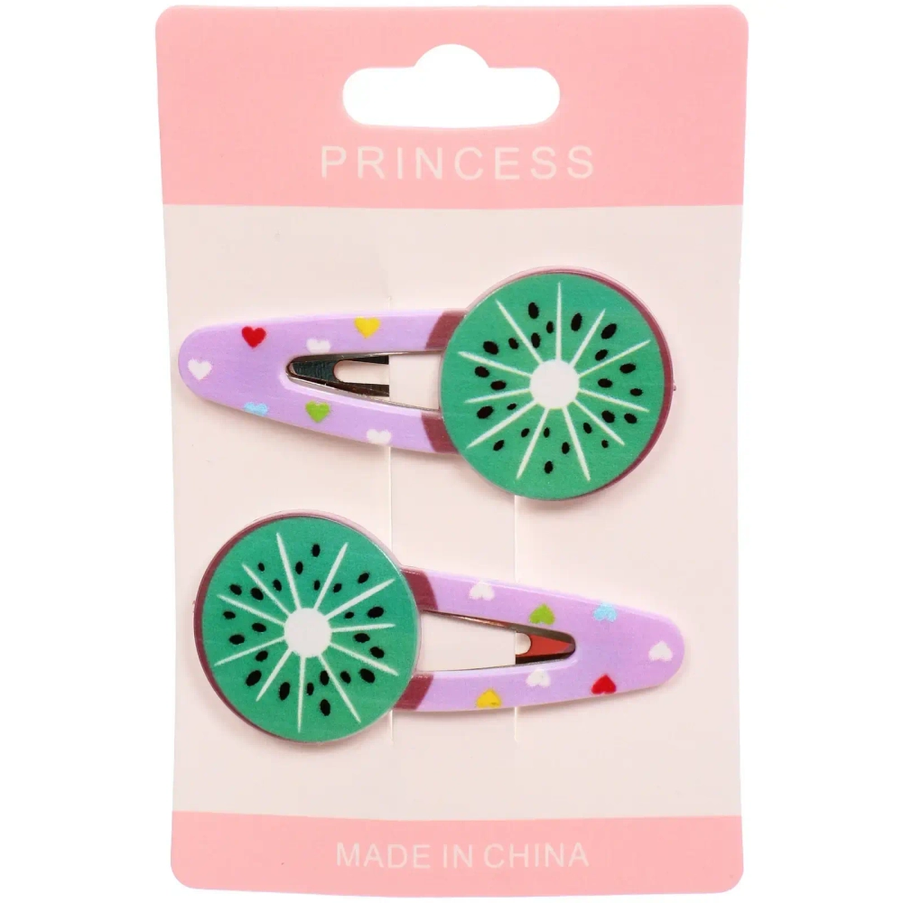 Зажимы для волос детские 2шт «КАРАМЕЛЬ», киви, 6*2.8см