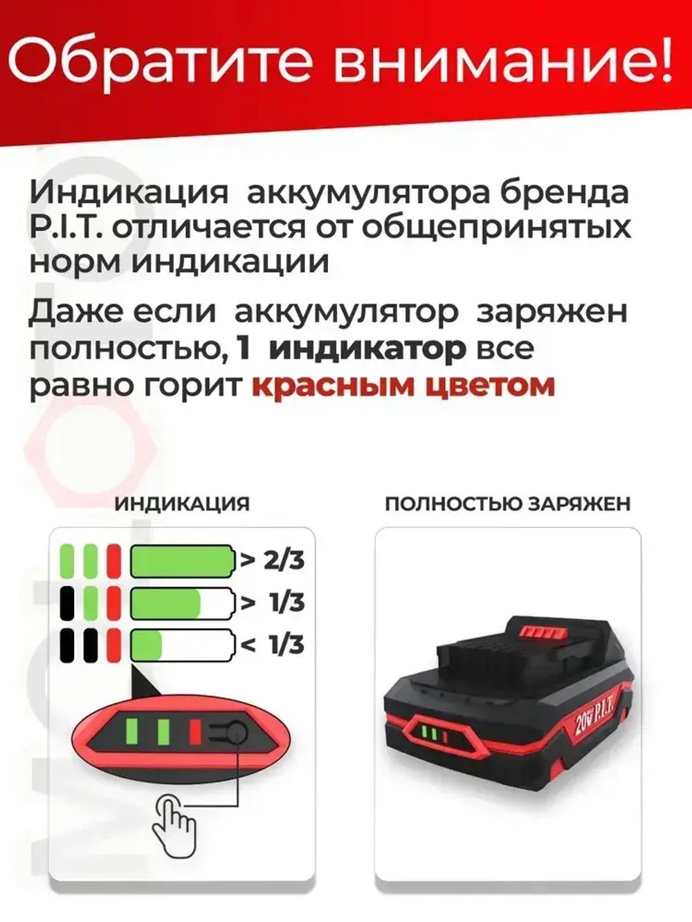 Аккумулятор ПИТ PH20-5.0 OnePower 5Ач, Li-Ion, 20В