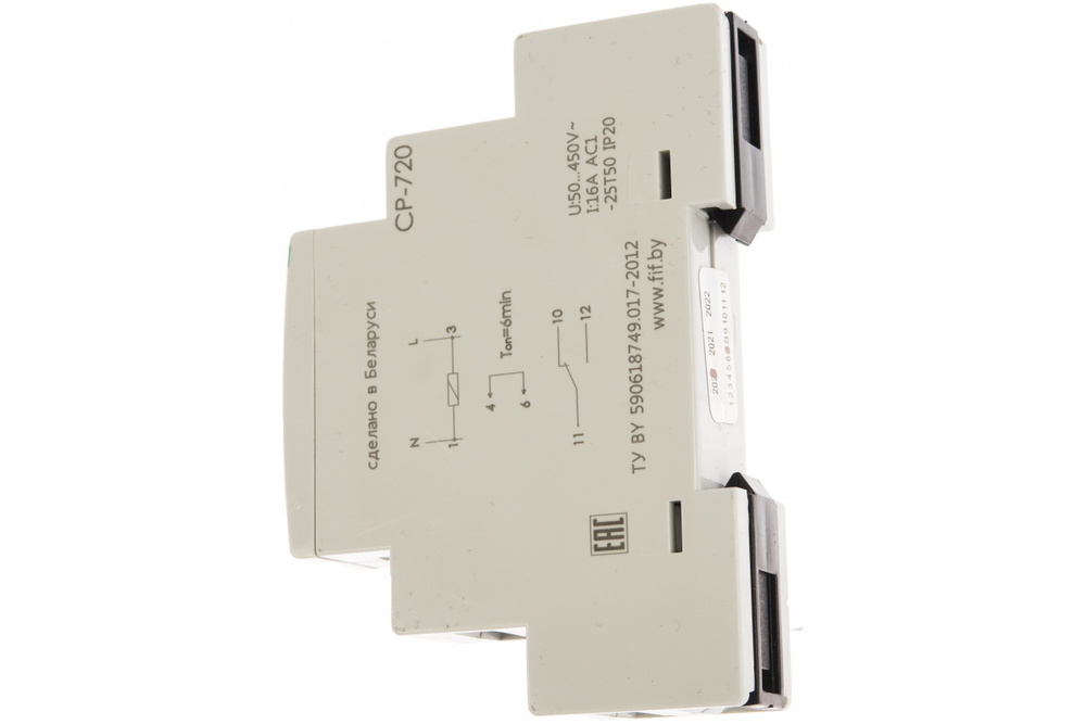 Реле контроля напряжения CP-720 1-фазное 150-450В AC 16А 1NO/NC IP20