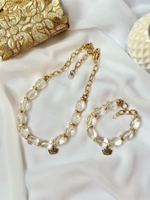 Колье горный хрусталь крупный/золото, Италия