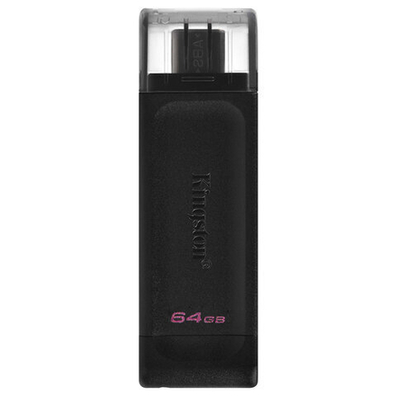 Флеш-диск 64 GB KINGSTON DataTraveler 70, разъем Type-C 3.2, черный, DT70/64GB