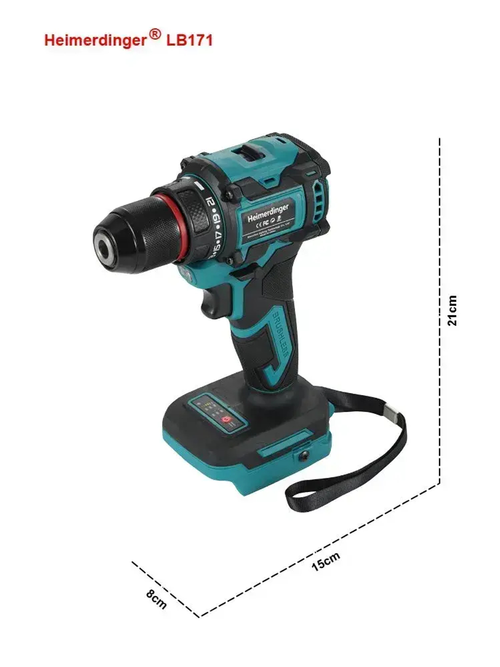 Беспроводная бесщеточная компактная аккумуляторная дрель для домашнего ремонта, сборки мебели, лёгких столярных работ и других задач,Только корпус