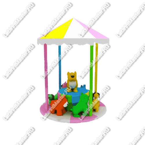 Электрическая карусель детская 4KIDS  "Собачки с крышей"