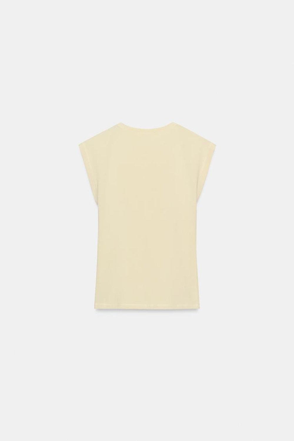 ZARA ХЛОПКОВАЯ ФУТБОЛКА, ПАСТЕЛЬНО-ЖЕЛТЫЙ