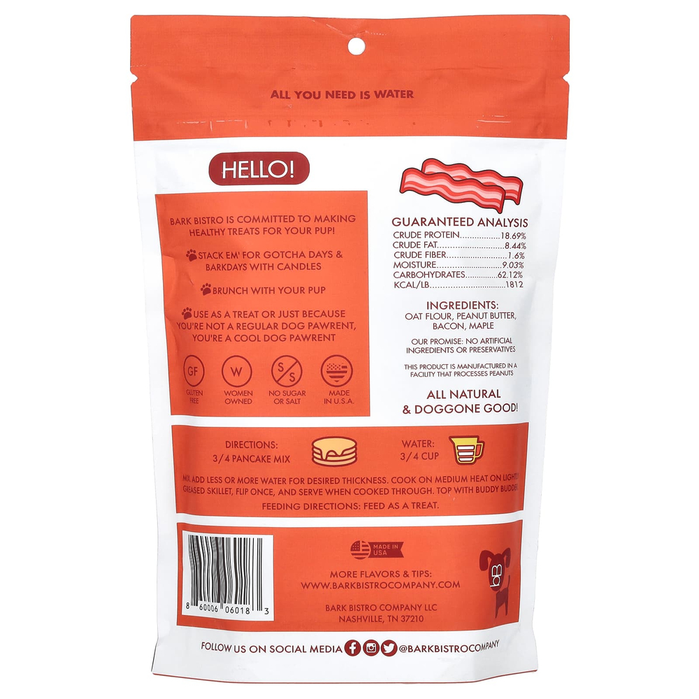 Bark Bistro, World's First Pooch блины, со вкусом бекона, 396 г (14 унций)
