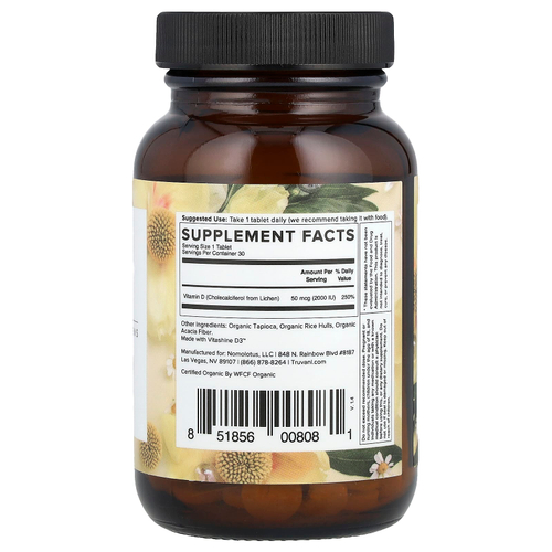 Truvani, Витамин D3, 30 таблеток (50 мкг в таблетке)